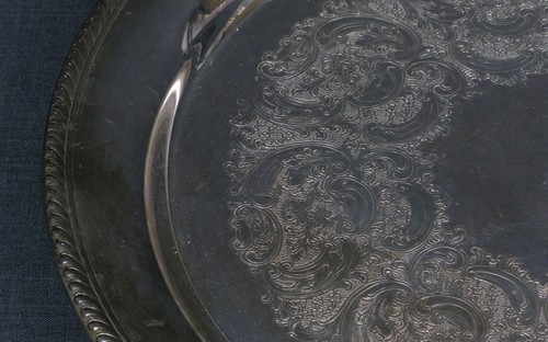 VINTAGE SILVER SERVING TRAY BY GORHAM E.P. YH 363/1, ROUND