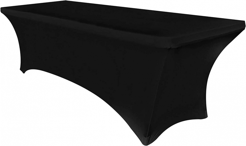 Obstal 6ft Stretch Spandex Table Cover for Standard Folding 6 Ft, Black