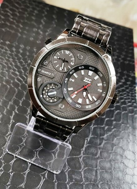 Orologio Polso ZCC 1881 Uomo Quarzo Cassa Acciaio Casual Nero lac