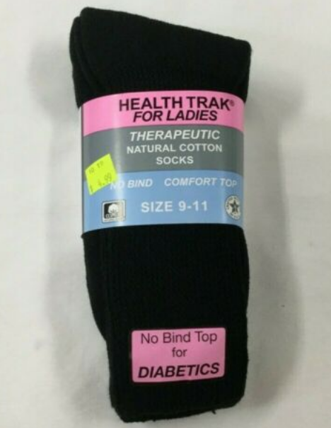 ~ Health Trak ~ Ladies ~ Size 9-11 ~ Black 2 Pair ~ 634bk