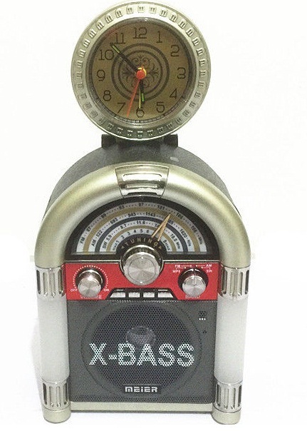 Radio Fm Dsp Lettore Mp3 Player Usb Microsd Orologio Vintage Meier M-U65 hsb