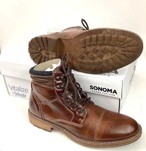 Sonoma Kohl's-Men Sz 7(M) Vitalize Ortholite-Sheldon-Cognac Boots-204250 + Box