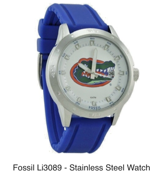 Pre-owned Fossil Florida Gators  Watch Mens Three Hand Date Silicone Li3089 Rare