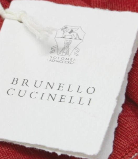 Pre-owned Brunello Cucinelli Nwt$1795  Cashmere-virginwool Ribbed Crewneck Knit50/40us A232 In Red