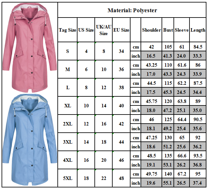 Size Chart For Women's Coats