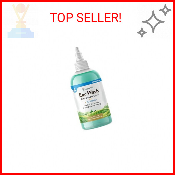 NaturVet Ear Wash with Tea Tree Oil, Aloe, Baby Powder Scent