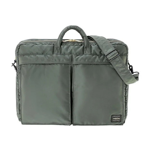 PORTER TANKER 2WAY DOCUMENT BAG W zip SAGE Green 622-15151