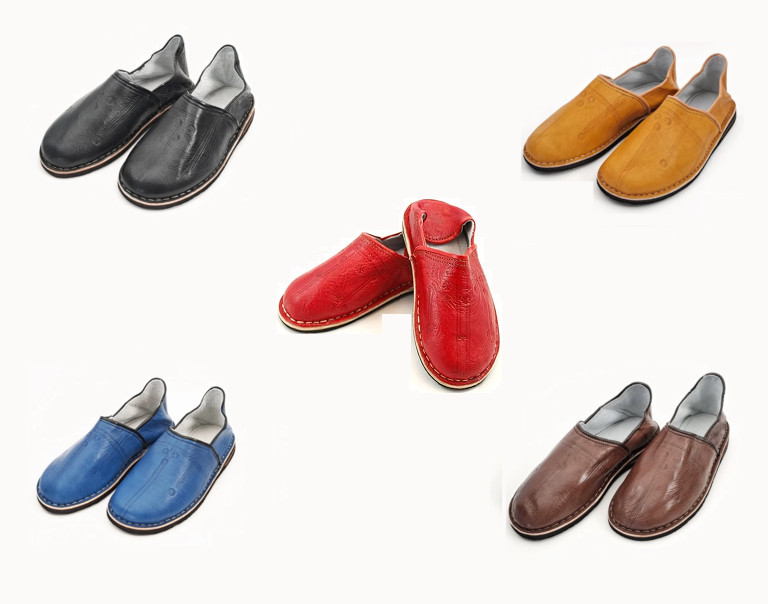 Babouche BerbÃ¨Re Artisanale En Cuir Pour Hommes Et Femmes-Bout Rond-Traditionnel