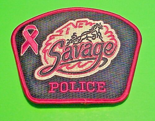 SAVAGE  MINNESOTA  MN  ( BREAST CANCER AWARENESS )  POLICE PATCH  4" x 5"