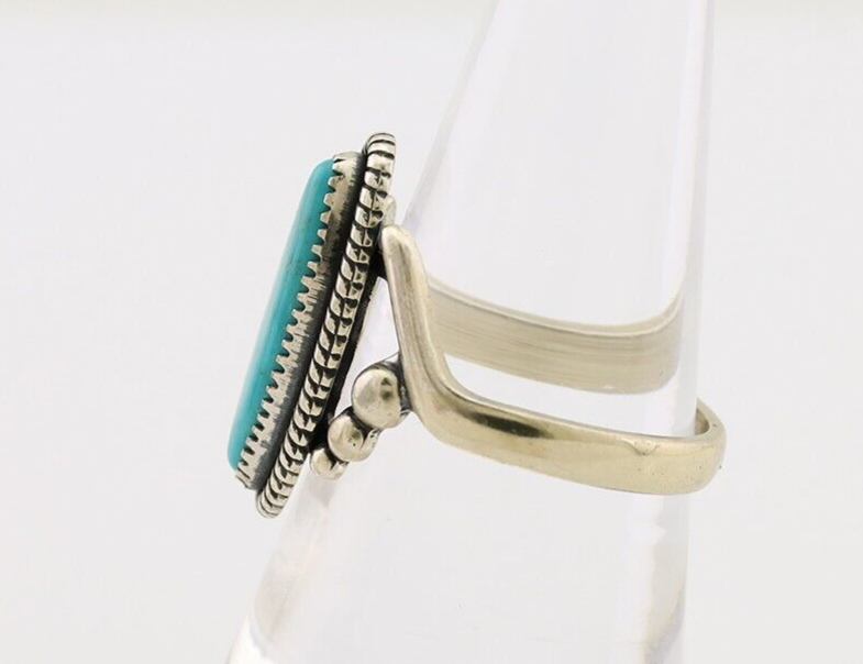 Navajo Ring 925 Silver Natural Kingman Turquoise Signed Wheeler MFG C.80's