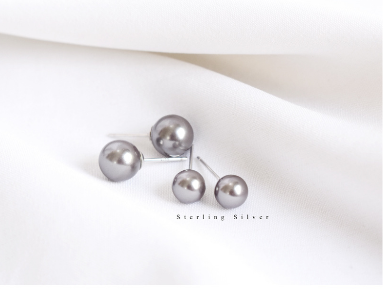 6/8/10/12mm Natural South Sea Shell Pearl Stud Earrings 925 Sterling Silver Set