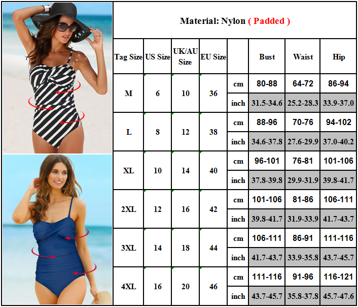 aqua green swimwear size chart