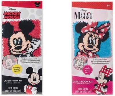Lot of 2 Latch Hook Kits Disney MICKEY & MINNIE MOUSE 12