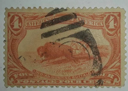 TRAVELSTAMPS:1898 US Stamps Scott # 287, Indian Hunting Buffalo, used, ng, 4cent