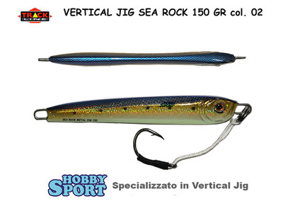 VERTICAL JIG SEA ROCK 150 GR SJ 02 DORATO DORSO BLUE CON ASSIST HOOK TRACK LINE