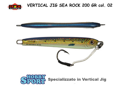 VERTICAL JIG SEA ROCK 200 GR SJ 02 DORATO DORSO BLUE CON ASSIST HOOK TRACK LINE