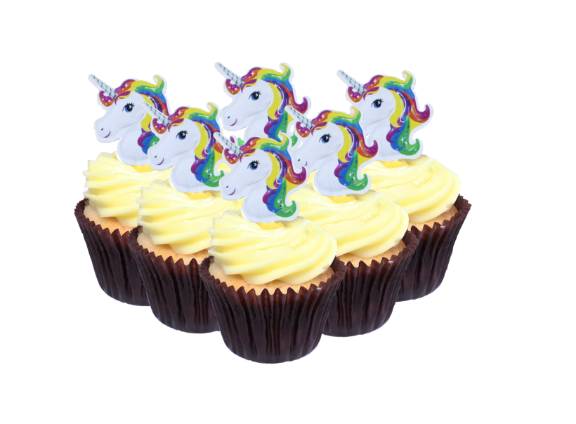 Unicorn Cupcake Topper Rainbow Color 24pc