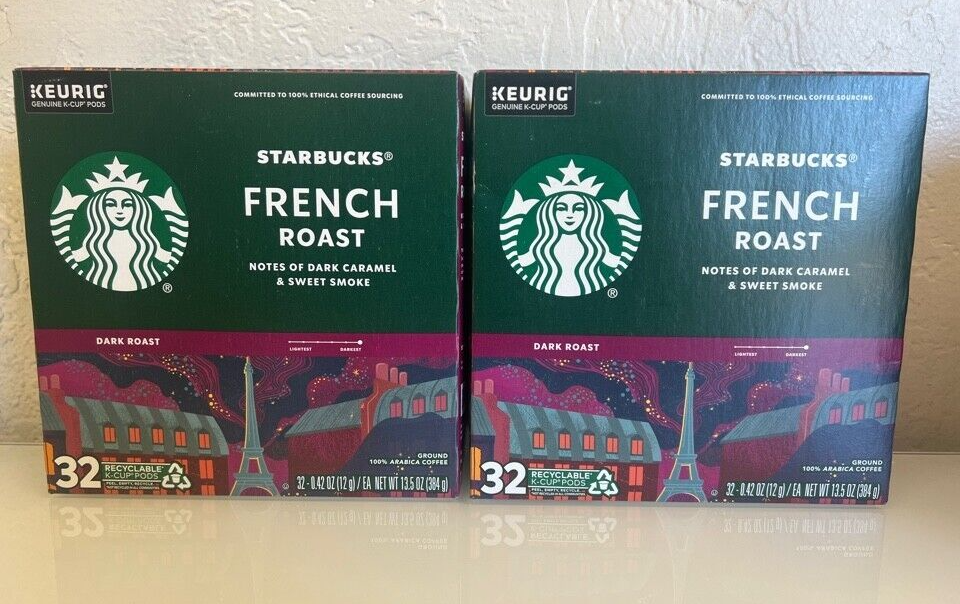 2x Starbucks French Roast Dark Roast 64 K-Cup Pods