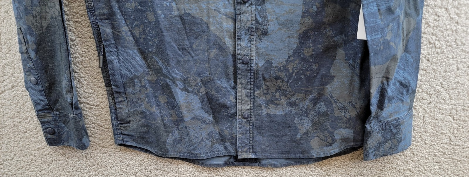 Bass Outdoor Ripstop Utility Shacket Men's S Navy Blazer Rock Camo Snap Closure - Picture 4 of 19
