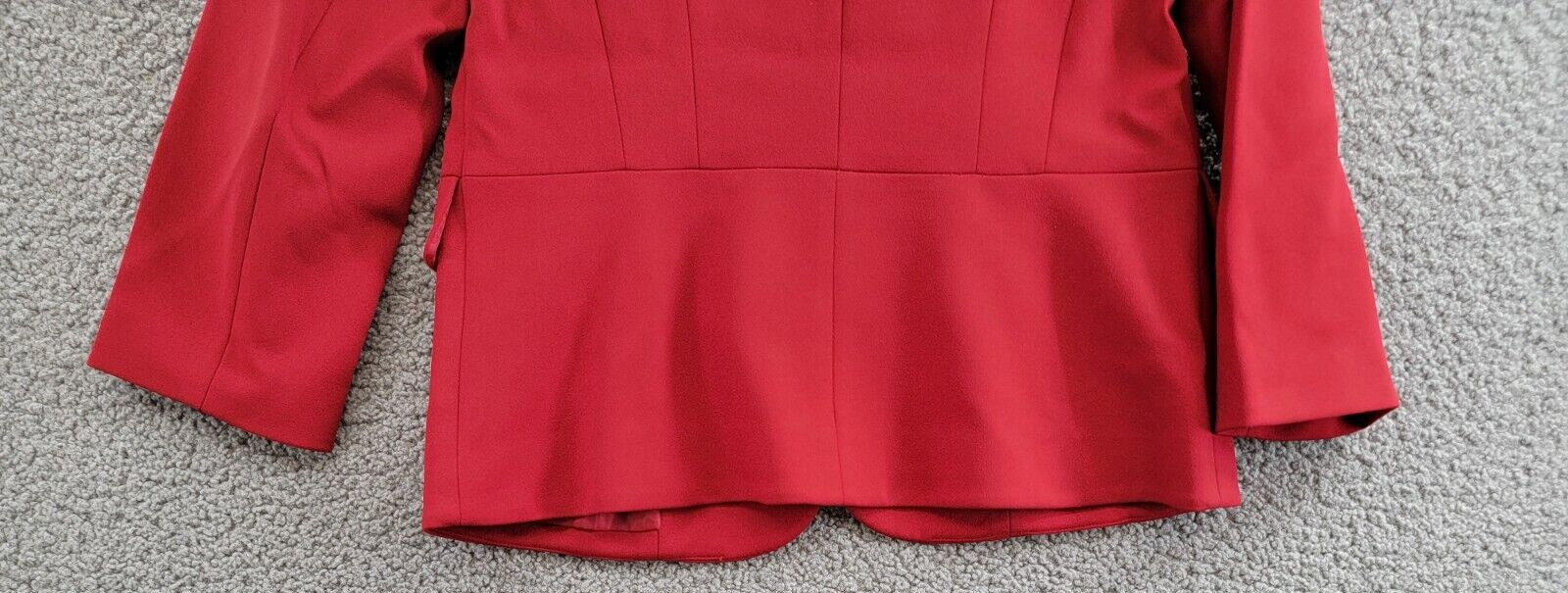 Kasper Collarless Open-Front Long-Sleeve Jacket Women's XS Crimson Flap Pockets - Picture 14 of 16