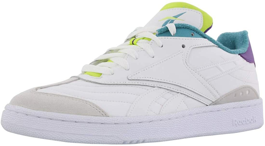 

Reebok CLUB C RC 1.0 Мужские белые/фиолетовые/зеленые/серебристые DV8659 повседневная обувь на шнуровке, White/purple/green/gray, Reebok CLUB C RC 1 . 0