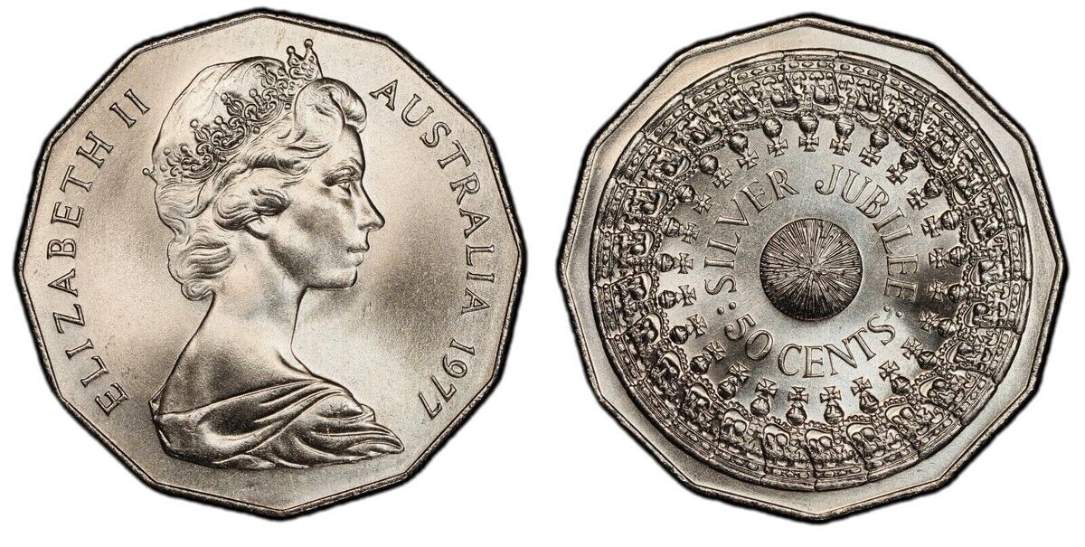 50c 1977 Queen Elizabeth silver jubilee coin