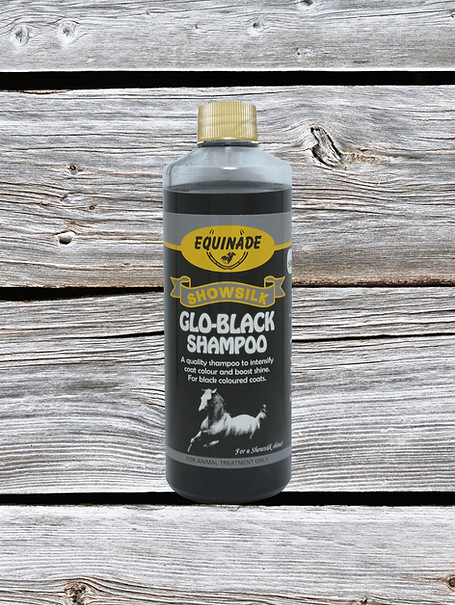 Equinde Showsilk Glo Black Shampoo 250ml 500ml 1 Litre Horse Equine Coat Health