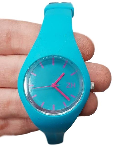 Orologio Da Polso ZH Uomo Donna Analogico Quarzo Moderno Gomma Azzurro lac