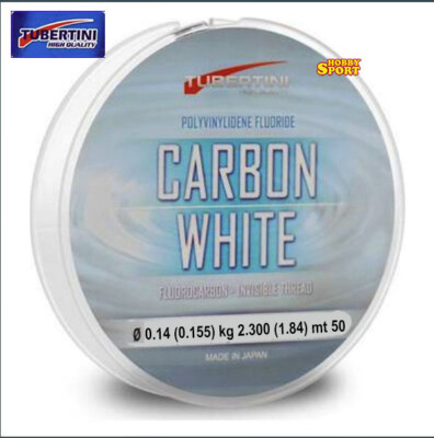 CARBON WHITE FILO FLUOROCARBON DIAM 0.14 MM BOBINA 50 MT PER TERMINALI TUBERTINI