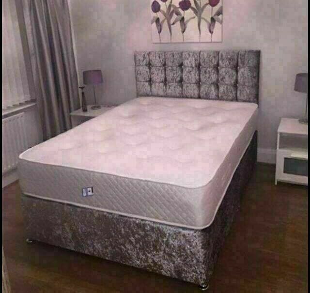 ¬¬¬ CRUSH VELVET DIVAN BED WITH STORAGE DRAWERS / HEADBOARD OPT