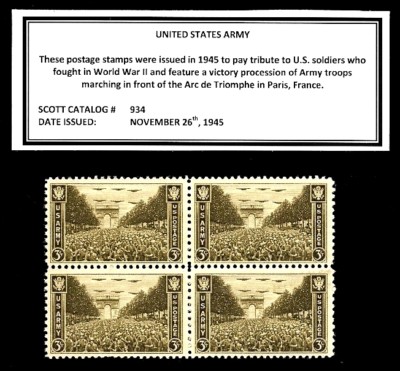 1945 - UNITED STATES ARMY - Vintage Mint -MNH- Block of Four Postage Stamps