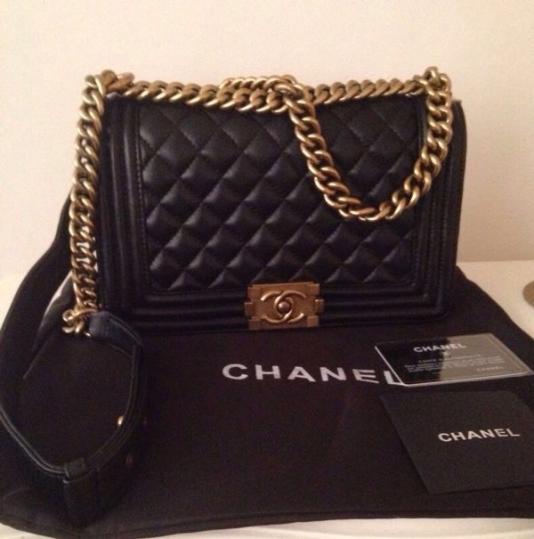 Chanel Black Boy Bag Gold Chain