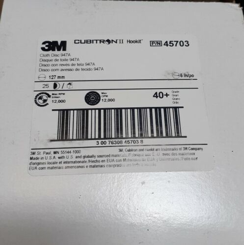 3M™ 5" Cubitron™ II Hookit™ Cloth Disc 947A, 40+ X-weight, 25 Per Box #45703