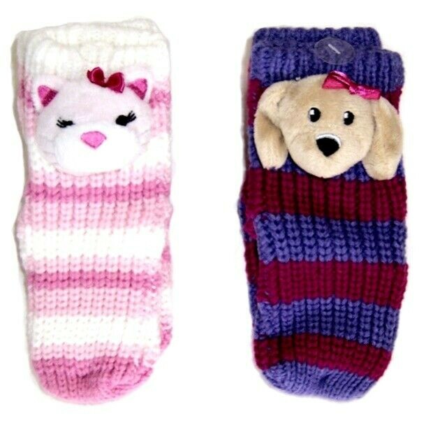 Girls  Pair of Cozy Knit Slipper Socks with Gripper Bottom NWT Size  S/M
