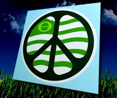 Ecology Peace Sign Sticker   Retro 60's Style   Vintage Style Decal