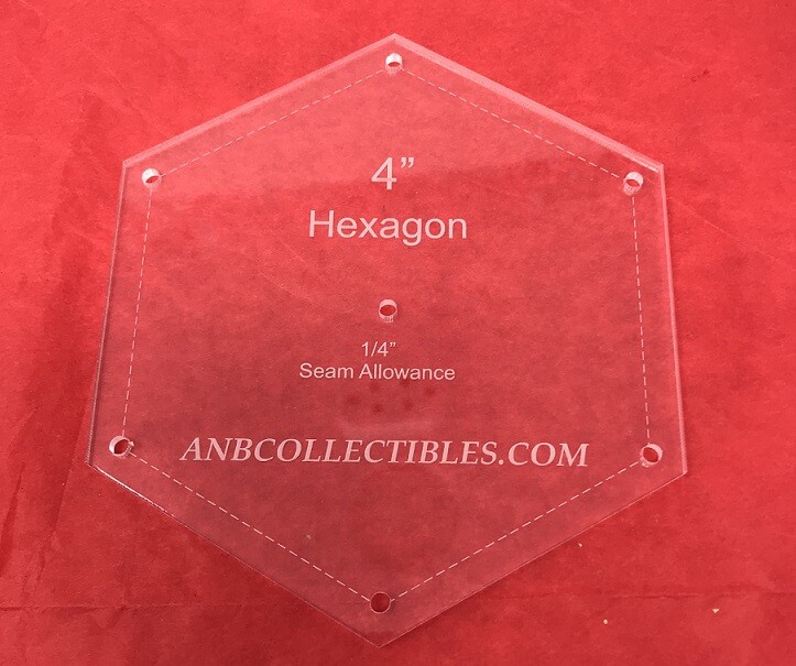 Acrylic Hexagon Quilting Template (Choice of Sizes)