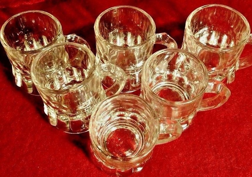 crystal shot glasses, from Germany, MINI Mug, steins, set of 6, VINTAGE