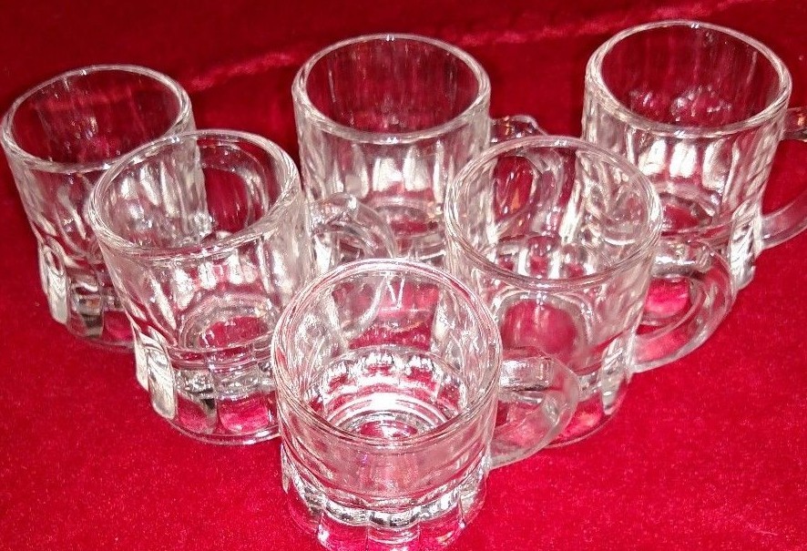 crystal shot glasses, from Germany, MINI Mug, steins, set of 6, VINTAGE