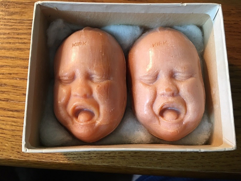 1920's Antique Kirks baby head Soap SCARY