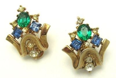 Vintage CROWN TRIFARI Jeweled Symphony  Pat Pend Necklace Earrings SET