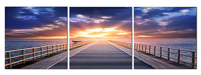Sunrise/Seascape ready to hang 3PC mounted picture/better Than stretched canvas