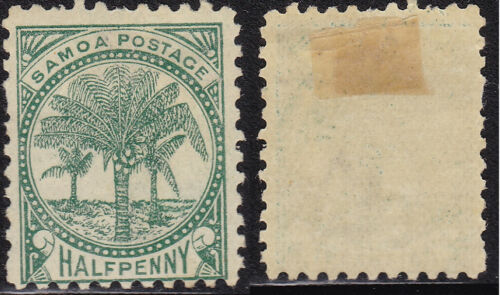 Samoa 1899 Half Penny Dul-Blue-Green Palm Trees Sc-10 MLH #2  - US Seller