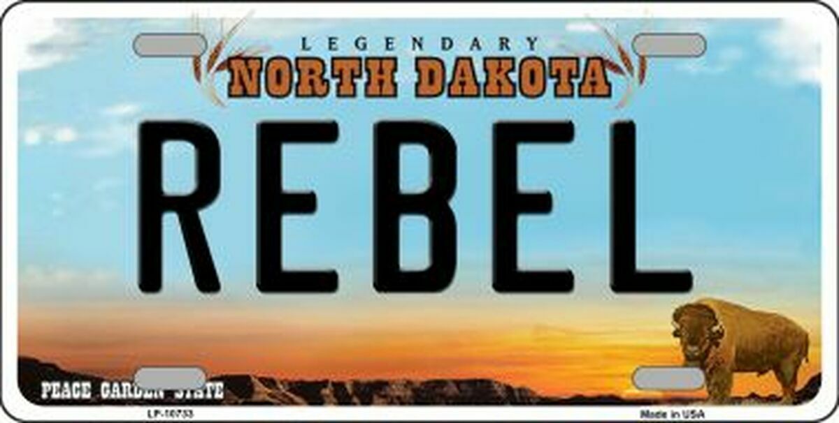 Rebel North Dakota Novelty Metal Vanity License Plate Tag