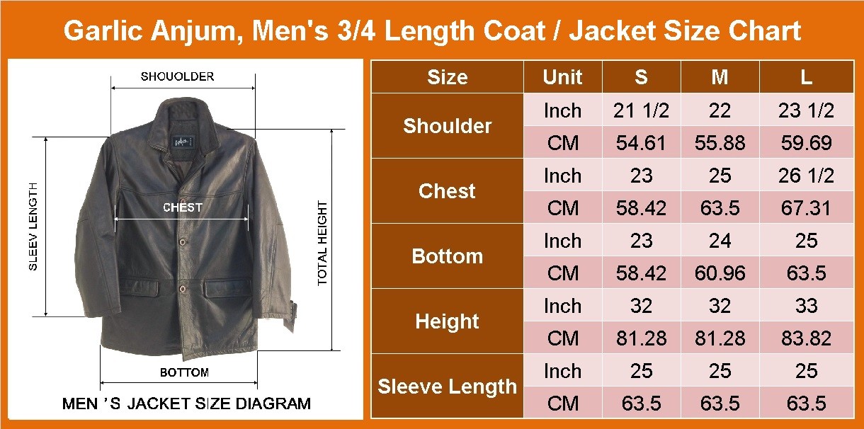 Pre-owned Anjum Garlic , Vintage, Men's, 3 Buttons Genuine Leather Jacket / Coat 3/4 Length In Brown