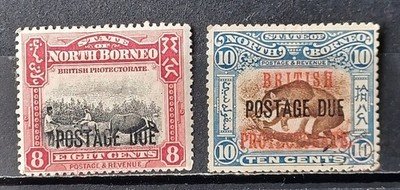 BORNEO Nord 1923-31- lot 2 timbres taxe neufs (charnière)  Y&T# 36-45