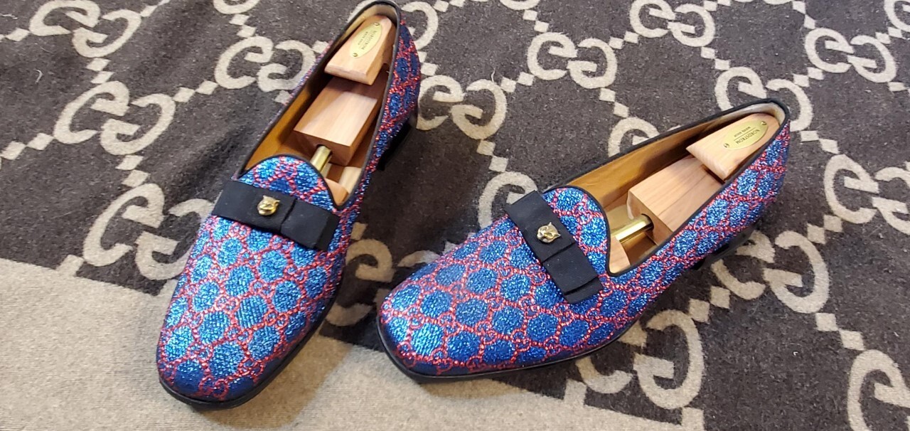 GUCCI グッチ　ロゴプレート　パンプス　ロファー　ブルー　36 1/2 GUCCI グッチ ロゴプレート パンプス ロファー ブルー 36 1/2