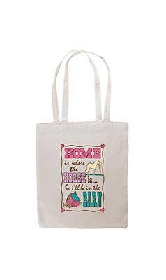 Large Cotton Travel Tote Bag Home is where the Horse Is So I'll be in the Barn