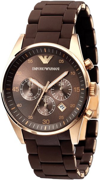 new emporio armani ar5890 mens brown and gold chronograph dial