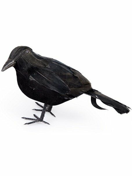 5" Black Crow One Small Bird Feathered Raven Spooky Prop Decoration Decor