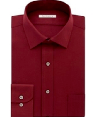 Nwt 95 Van Heusen Men Red Regular Fit Long Sleeve Button Dress